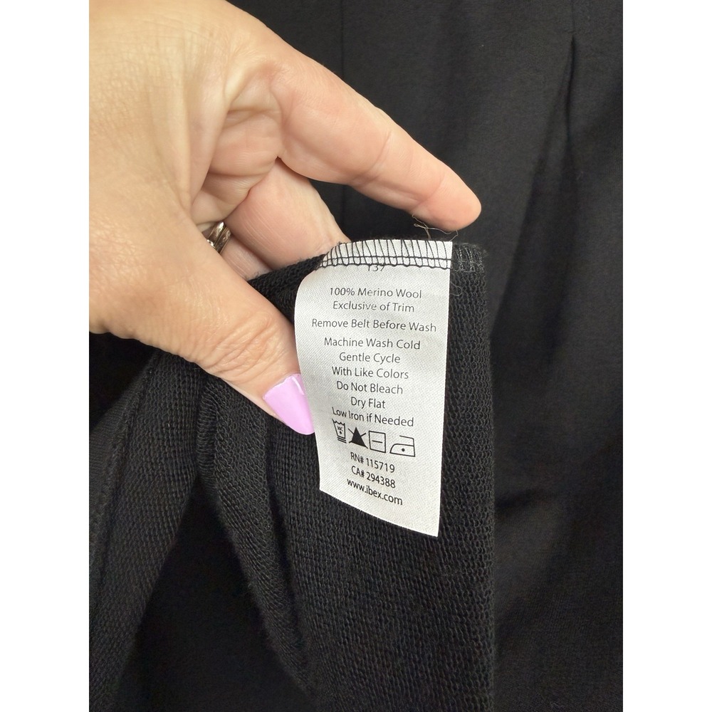 Ibex Womens Merino Wool Cinch Belted Black Skirt Pull On Made in USA Pleated S - Picture 5 of 7